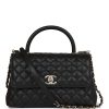Small Coco Handle Flap Bag Black Caviar Light Gold Hardware.
