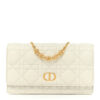 CHRISTIAN DIOR  Calfskin Caro Pouch with Chain Latte.