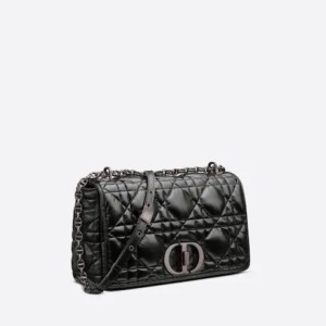 LARGE DIOR CARO BAG Black Calfskin.