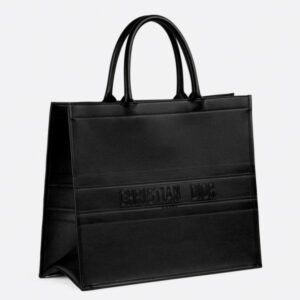 Dior Book Tote Bag In Black Smooth Calfskin.