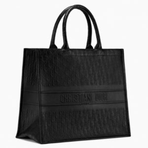 Dior Book Tote Bag In Black  Calfskin.